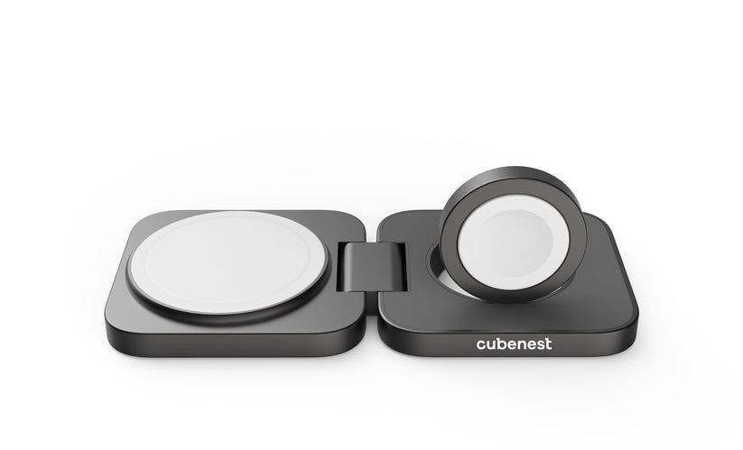 Cubenest 2v1 skladacia magnetická bezdrôtová nabíjačka S211 - šedá
