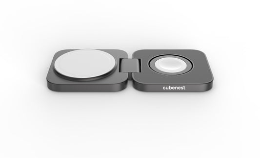 Cubenest 2v1 skladacia magnetická bezdrôtová nabíjačka S211 - šedá