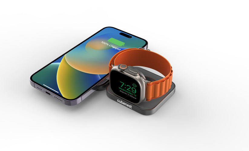 Cubenest 2v1 skladacia magnetická bezdrôtová nabíjačka S211 - šedá