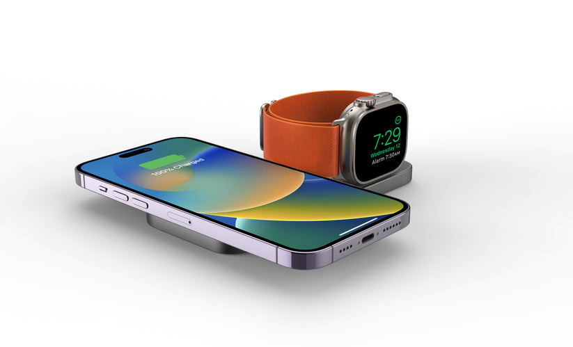 Cubenest 2v1 skladacia magnetická bezdrôtová nabíjačka S211 - šedá