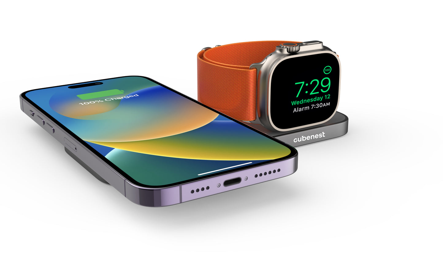 Cubenest 2v1 skladacia magnetická bezdrôtová nabíjačka S211 - šedá