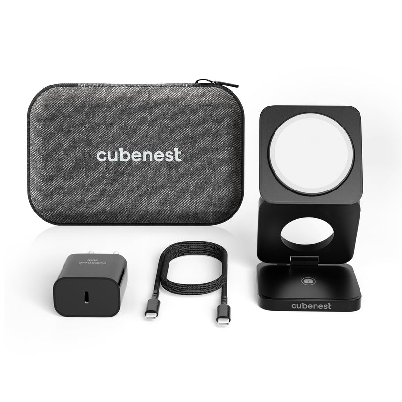 Cubenest 3v1 magnetická bezdrôtová nabíjačka S312 Fold Pro - čierna