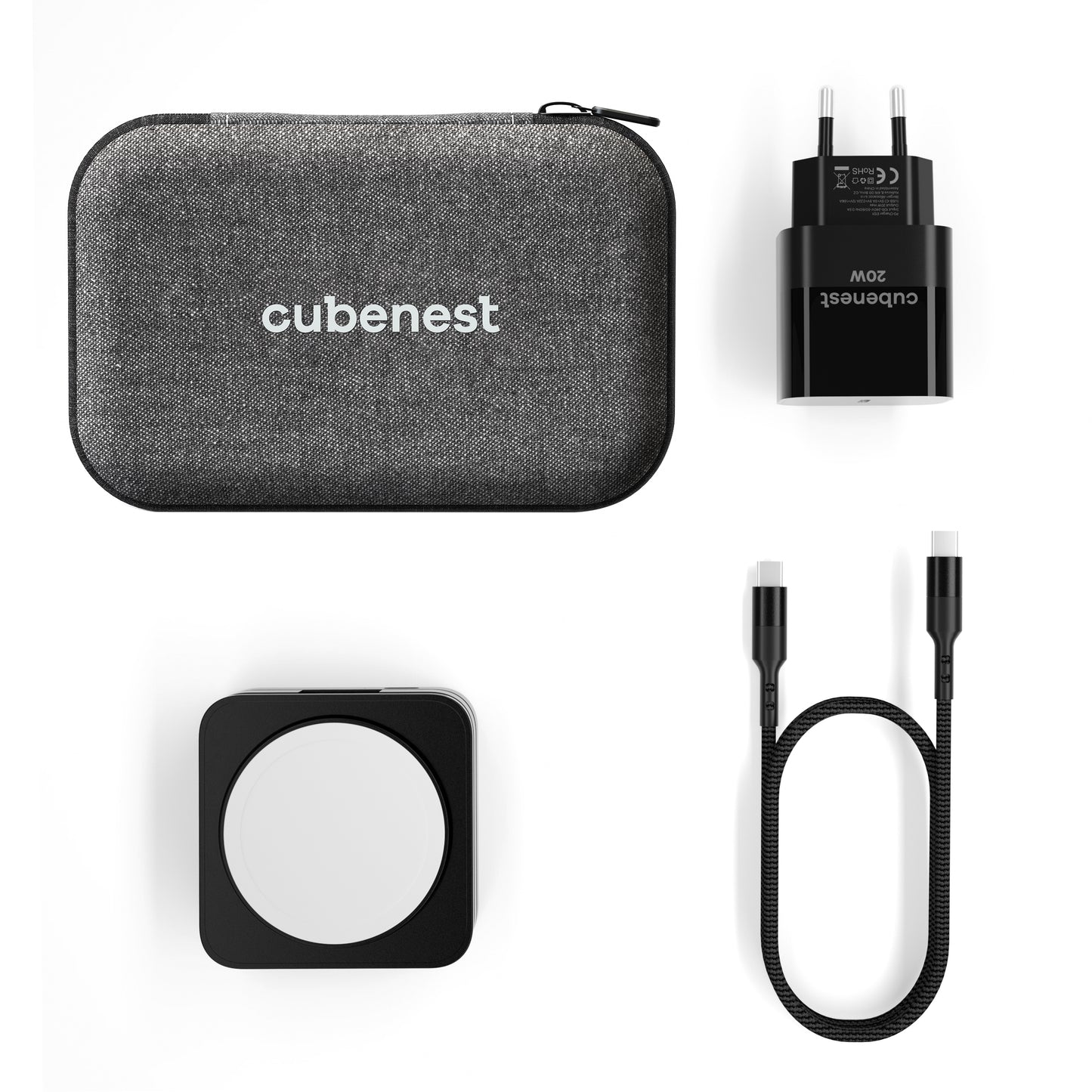 Cubenest 3v1 magnetická bezdrôtová nabíjačka S312 Fold Pro - čierna