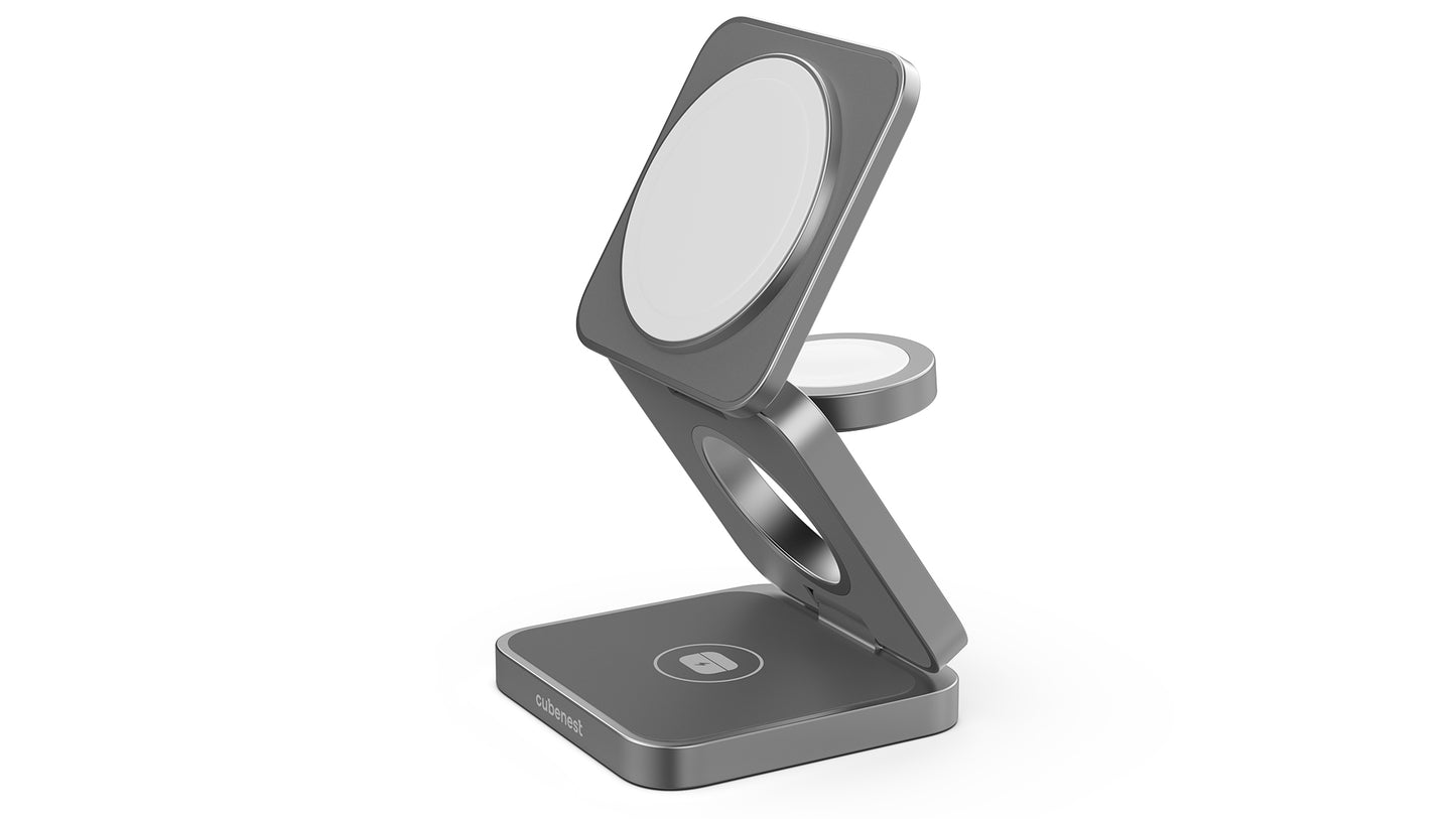 Cubenest 3v1 magnetická bezdrôtová nabíjačka S312 Fold Pro - šedá