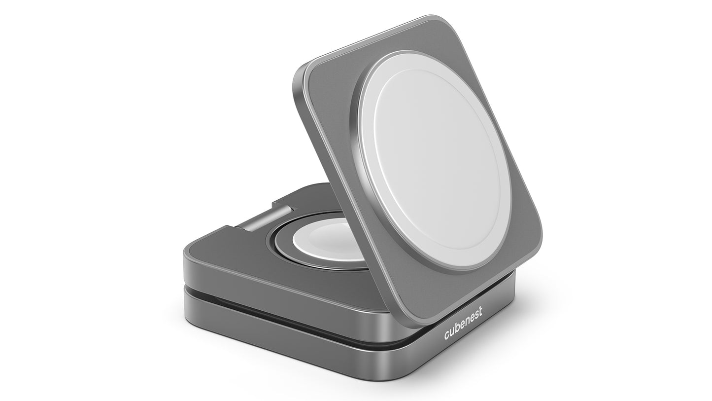 Cubenest 3v1 magnetická bezdrôtová nabíjačka S312 Fold Pro - šedá