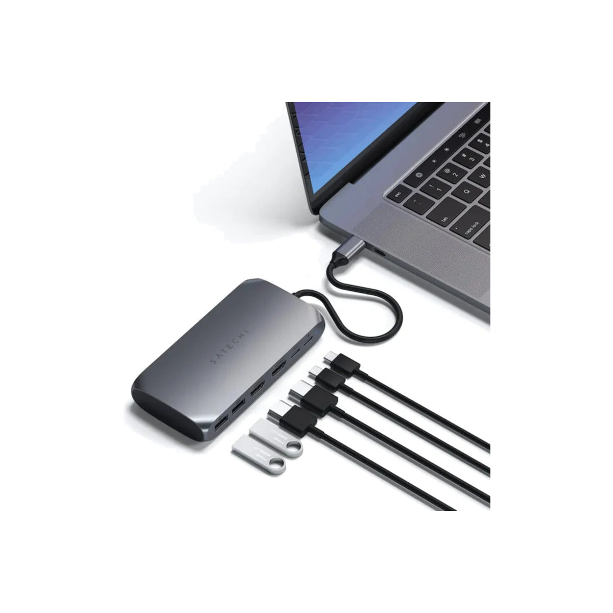 Satechi Aluminium USB-C Multimedia Adapter M1 (1x4K HDMI output 60Hz,1x4K HDMI output 30Hz,1xUSB-C PD 85W,1xUSB-C data,2xUSB-A) - Grey