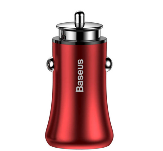 Baseus Gentleman 4.8A Dual-USB Car Charger - Red