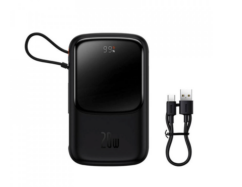 Baseus Powerbank Qpow Pro with USB-C cable, USB-C, USB, 10000mAh, 22,5W - Black
