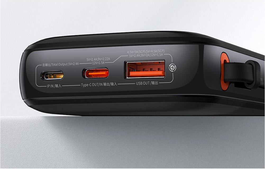 Baseus Powerbank Qpow Pro with USB-C cable, USB-C, USB, 10000mAh, 22,5W - Black