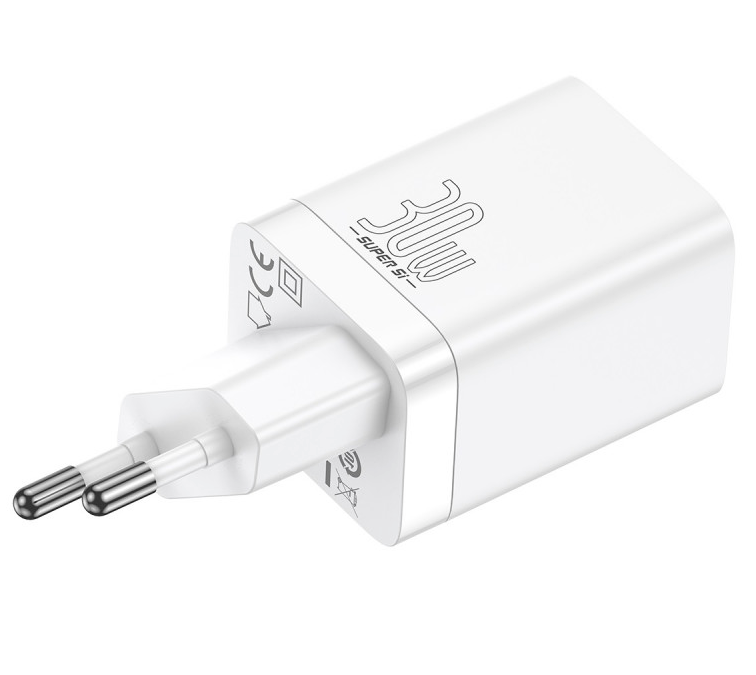 Baseus Super Si Pro Quick Charger USB + USB-C 30W - White