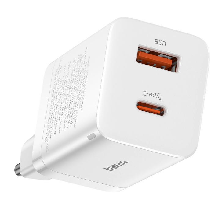Baseus Super Si Pro Quick Charger USB + USB-C 30W - White