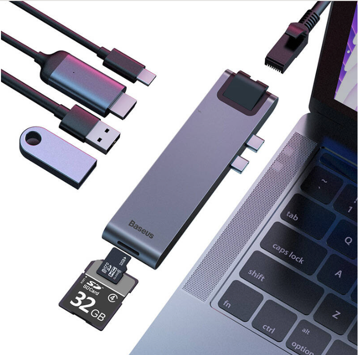 Baseus Thunderbolt C+Pro 4kHDMI+SD+USB 3.0+RJ45+USB-C HUB Adapter
