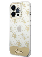 Puzdro Guess PC/TPU Peony Glitter Script Logo pre iPhone 14 Pro Max - Gold