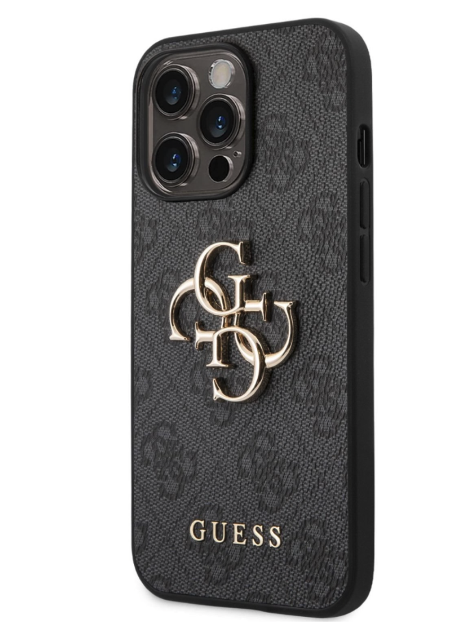 Guess PU 4G Metal Logo Case pre iPhone 14 Pro Max - Grey