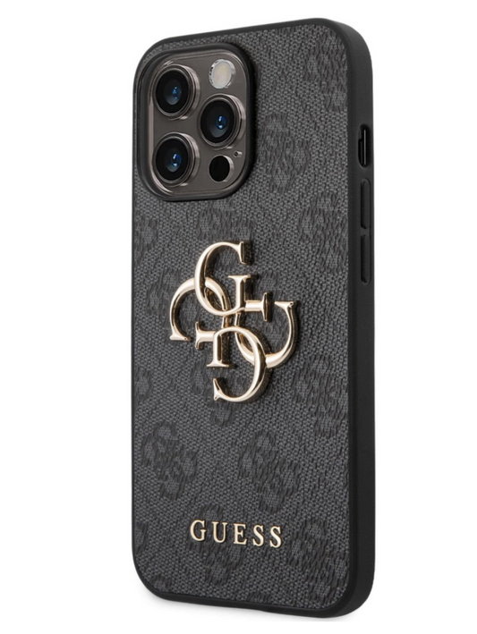 Guess PU 4G Metal Logo Case pre iPhone 14 Pro Max - Grey
