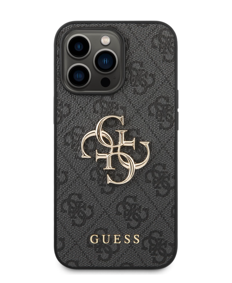 Guess PU 4G Metal Logo Case pre iPhone 14 Pro Max - Grey