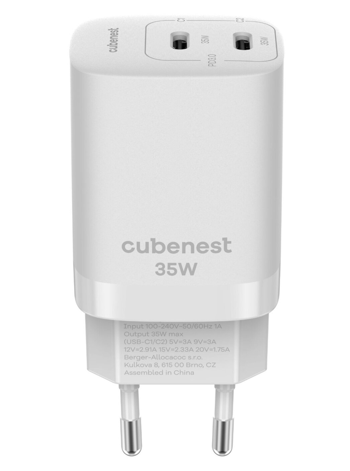 Nabíjačka Cubenest PD GaN 35W S2D1 - biela