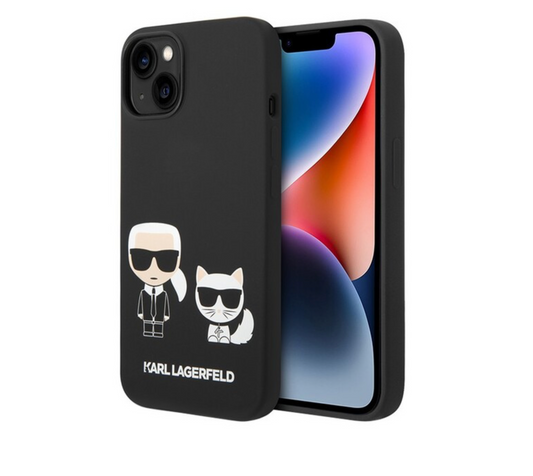 Karl Lagerfeld Karl and Choupette Liquid Siliicone Case iPhone 14 Black