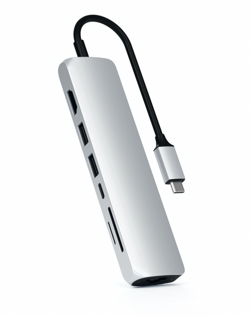 Satechi Slim Aluminum Type-C Multi-Port Adapter- strieborný