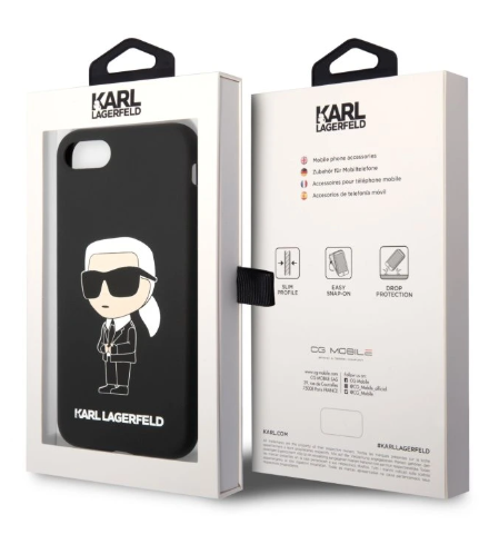 Karl Lagerfeld Liquid Silicone Ikonik NFT Zadní Kryt pro iPhone 7/8/SE2020/SE2022 Black