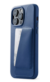 Mujjo Full Leather Wallet Case for iPhone 14 Pro Max Monaco Blue