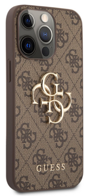 Guess PU Metal Logo Case for iPhone 13 Pro Brown
