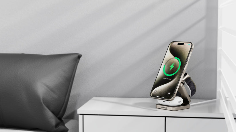 Magnetická bezdrôtová nabíjačka Cubenest Qi2 3v1 SQ312 Fold Pro Titanium