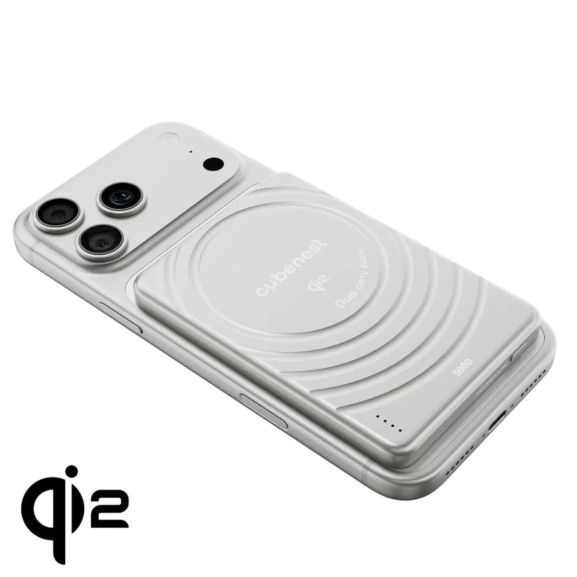 Cubenest Qi2 Magnetická bezdrôtová powerbanka SlimDual 5000 mAh SQ1B3D - strieborná - iSTYLE.sk