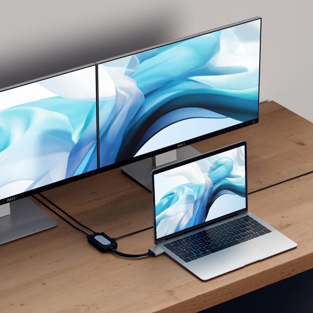 SATECHI Type-C Dual HDMI Adapter - Strieborný