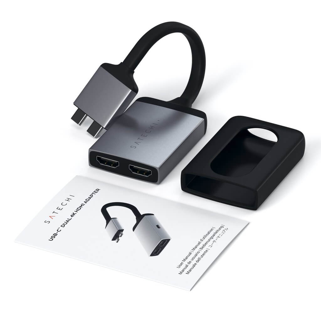 SATECHI Type-C Dual HDMI Adapter - Strieborný
