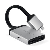 SATECHI Type-C Dual HDMI Adapter - Strieborný