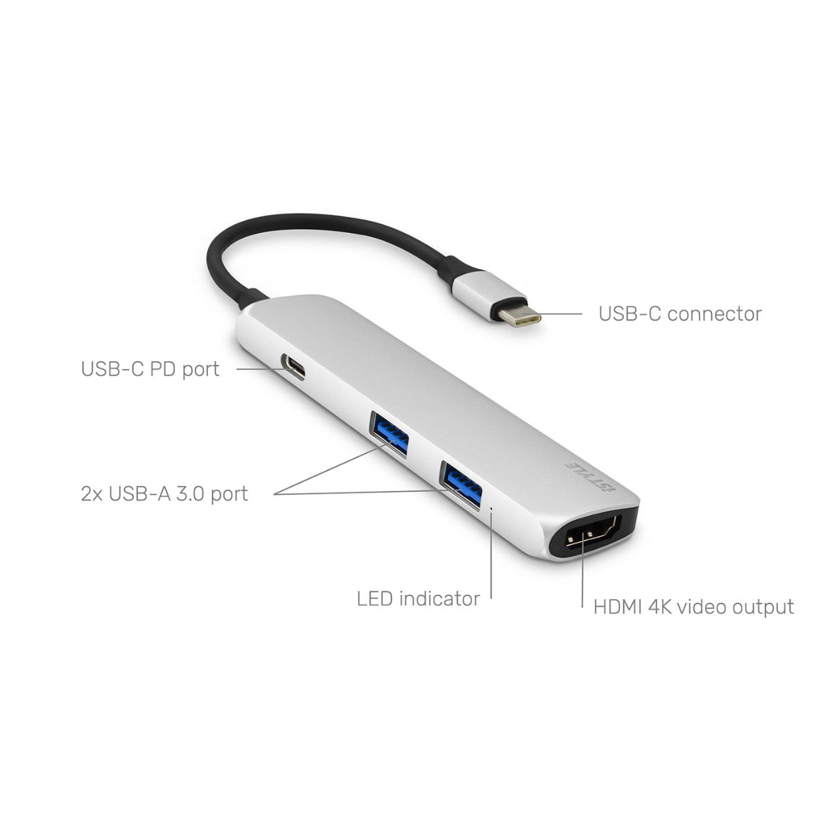 USB-C Hub adaptér iSTYLE - strieborný