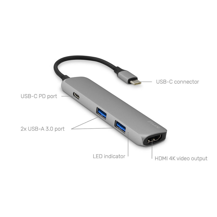 USB-C Hub adaptér iSTYLE - vesmírne šedý /čierny