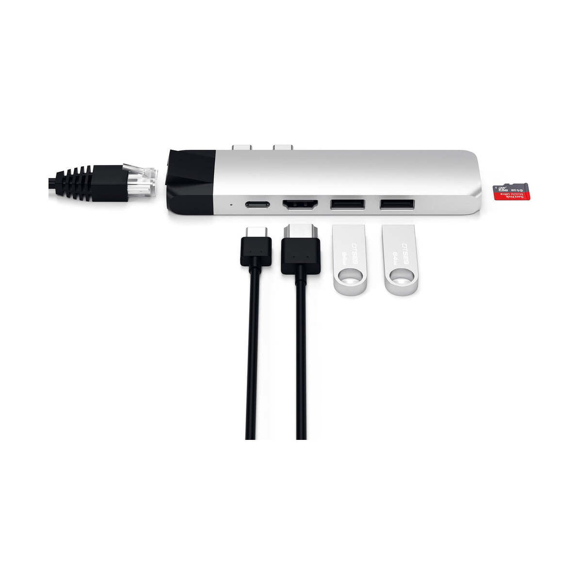 Satechi Type-C Pro Hub Adaptér s Ethernetom - Silver