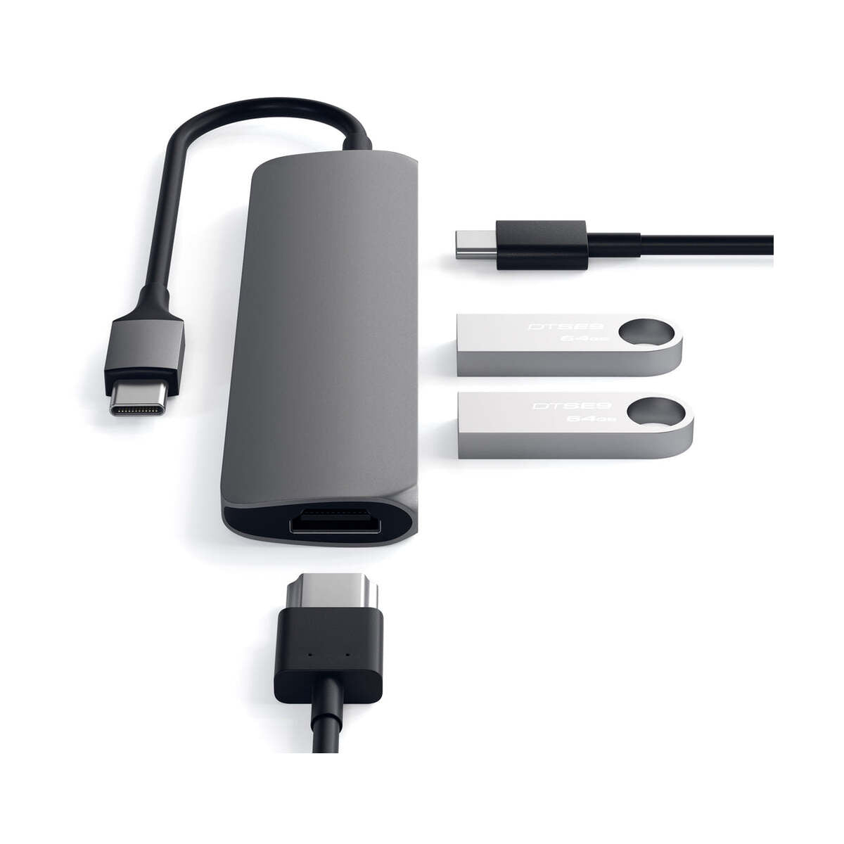 Satechi Slim, USB-C Hub adaptér - vesmírne šedý