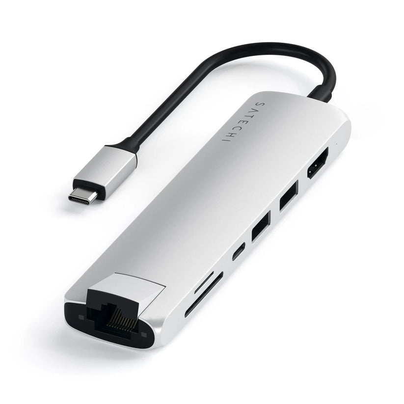 Satechi Slim Aluminum Type-C Multi-Port Adapter- strieborný