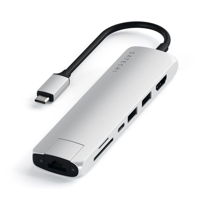 Satechi Slim Aluminum Type-C Multi-Port Adapter- strieborný