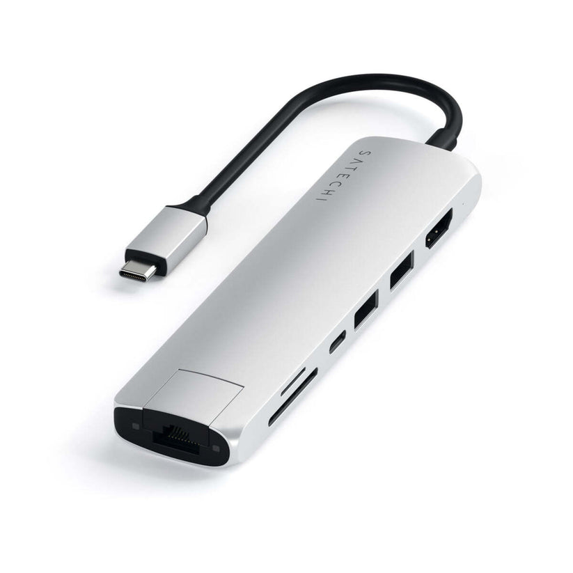 Satechi Slim Aluminum Type-C Multi-Port Adapter- strieborný