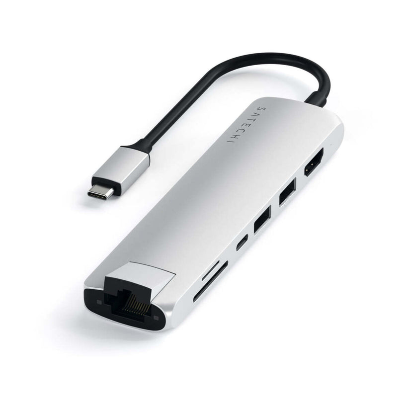 Satechi Slim Aluminum Type-C Multi-Port Adapter- strieborný