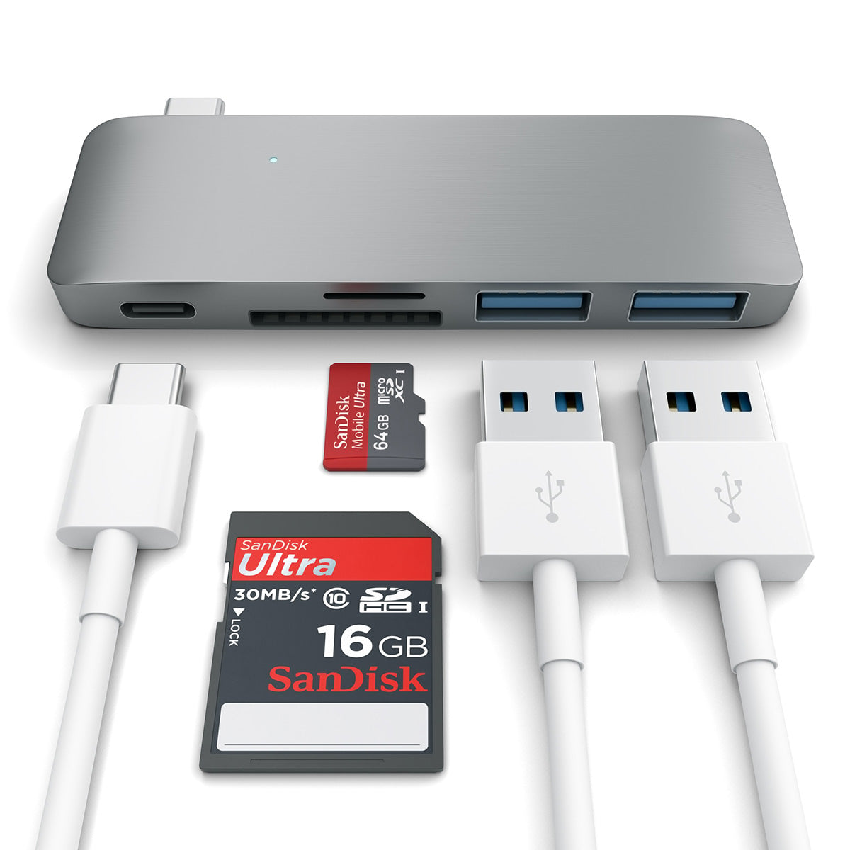 SATECHI USB-C PASS HUB s piatimi výstupmi  - kozmicko sivý
