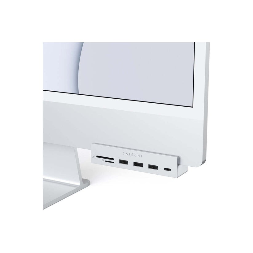 Satechi USB-C Clamp Hub iMac 24inch (2021) / (1x USB-C up to 5 Gbps,3x USB-A 3.0 up to 5 Gbps, inc. Apple S.Drive Micro/SD) - Silver