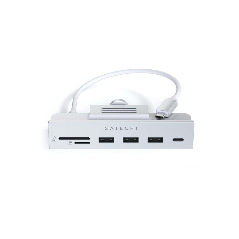 Satechi USB-C Clamp Hub iMac 24inch (2021) / (1x USB-C up to 5 Gbps,3x USB-A 3.0 up to 5 Gbps, inc. Apple S.Drive Micro/SD) - Silver