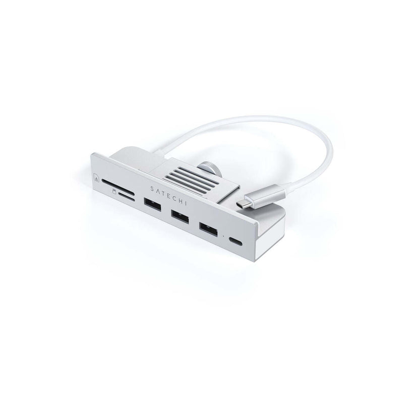Satechi USB-C Clamp Hub iMac 24inch (2021) / (1x USB-C up to 5 Gbps,3x USB-A 3.0 up to 5 Gbps, inc. Apple S.Drive Micro/SD) - Silver