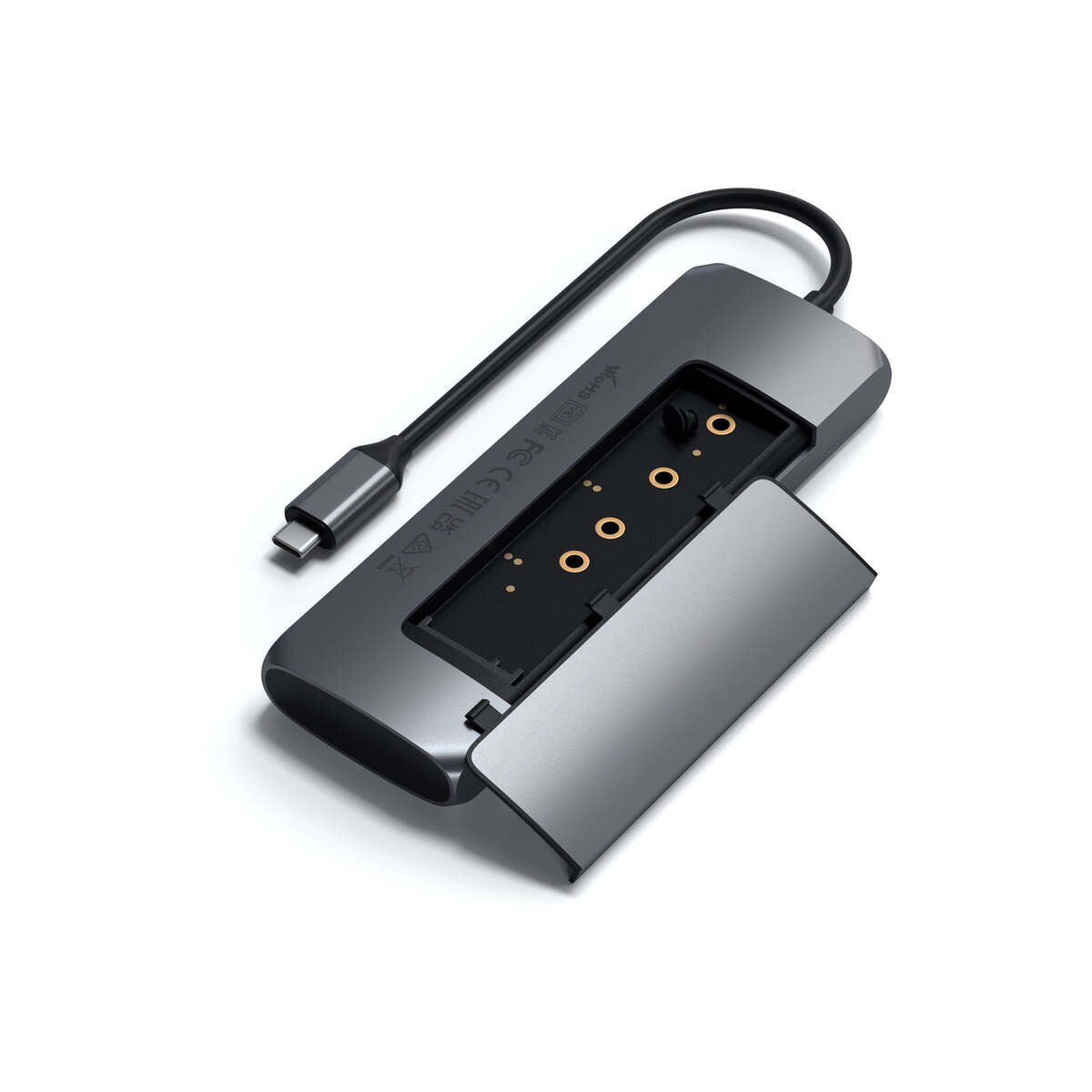 Satechi Aluminium USB-C Hybrid Multiport adapter (SSD Enclosure, HDMI 4K, 2 x USB-A 3.1 Gen 2 up to 10 Gbps) - Space Grey