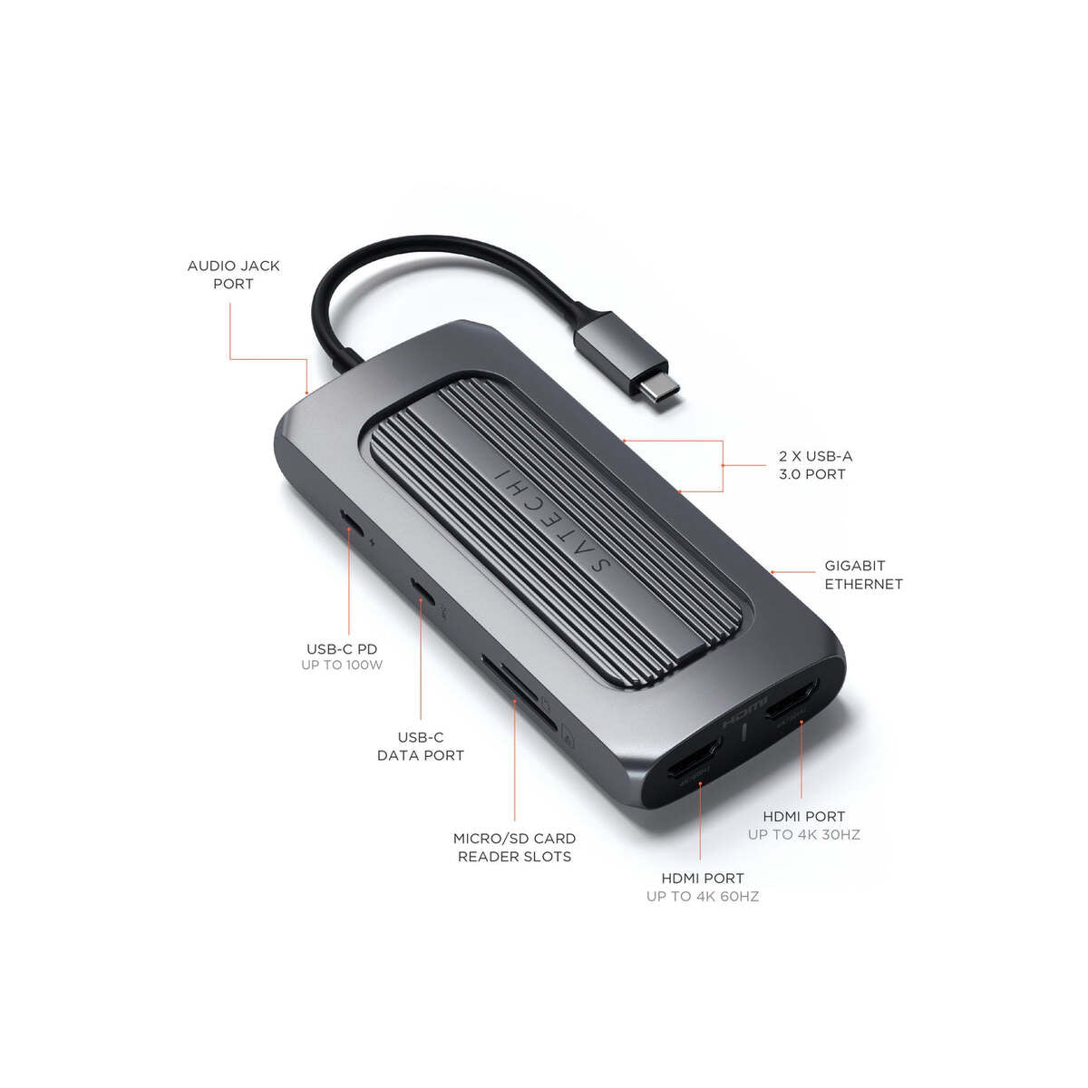 Satechi USB-C Multiport MX Adapter - Space Gray Aluminium