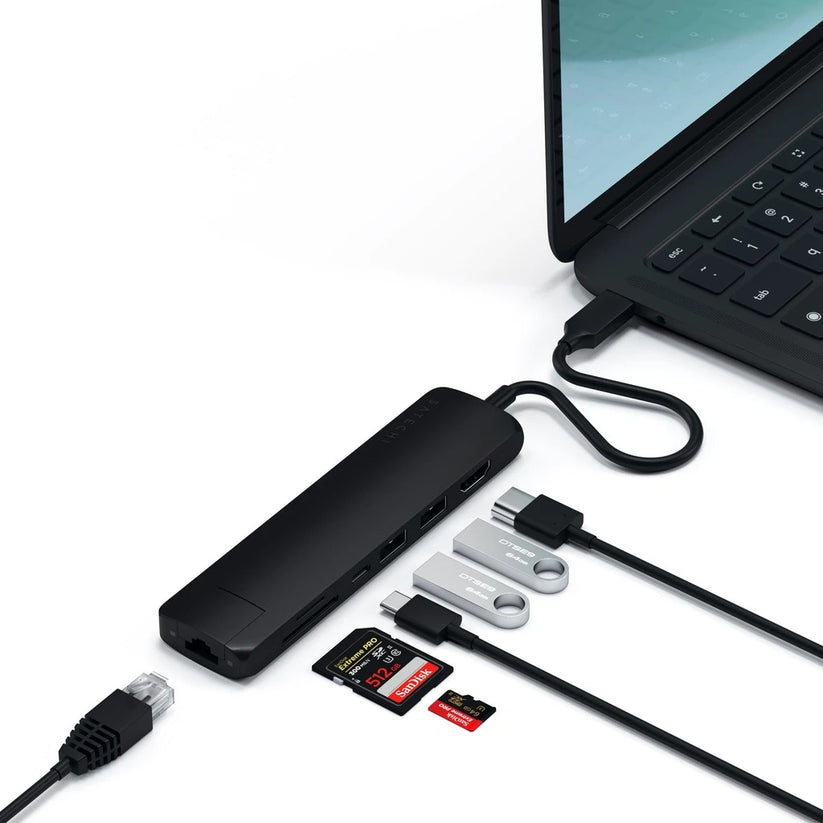 Satechi Slim Aluminum Type-C Multi-Port Adapter- čierny