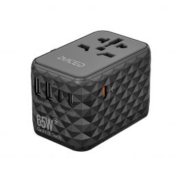 Dviced Univerzálny cestovný adaptér 65W GaN - čierna